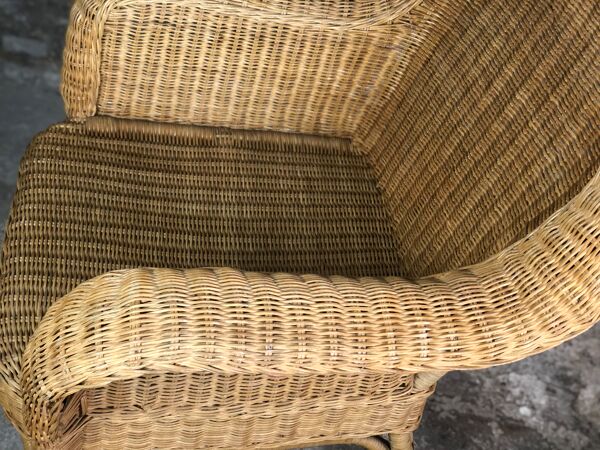 Rocking chair en rotin et bascule bambou 1980