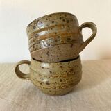 Vintage pyreted stoneware cups