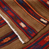 Pinstriped Pattern Red Brown Vintage Kilim Rug, 154x246Cm