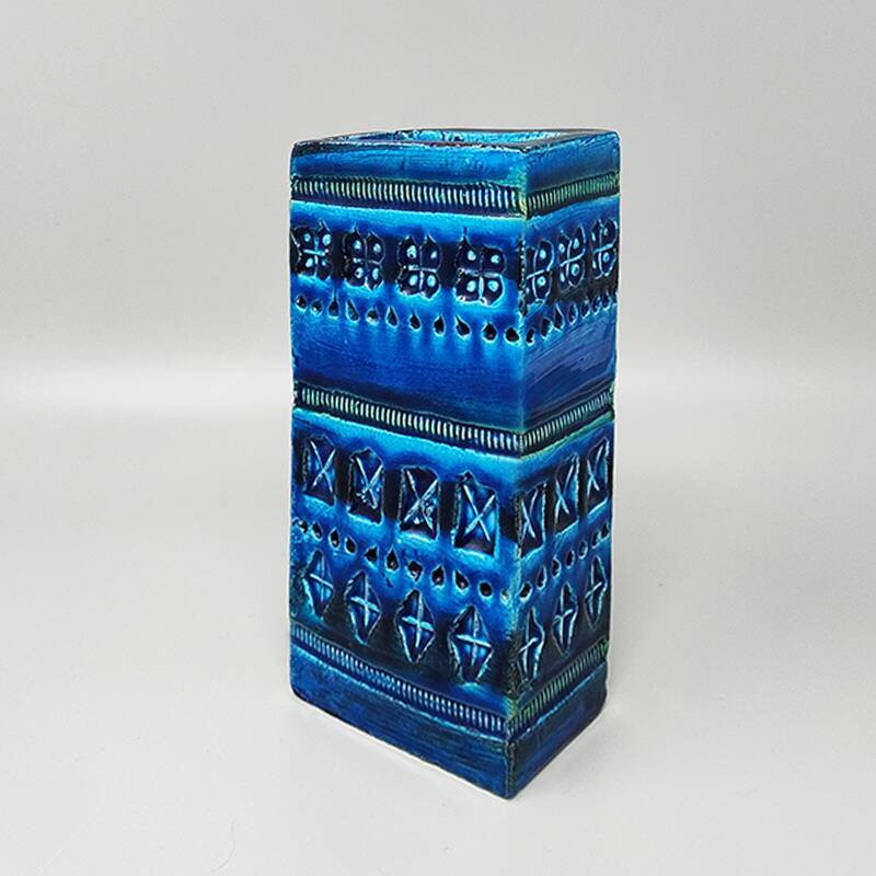 1960s Stunning Vase by Aldo Londi for Bitossi "Blue Rimini Collection"