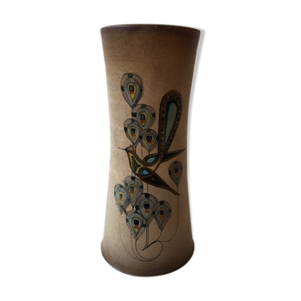 Vase en céramique décor Oiseau Roger Mahéo