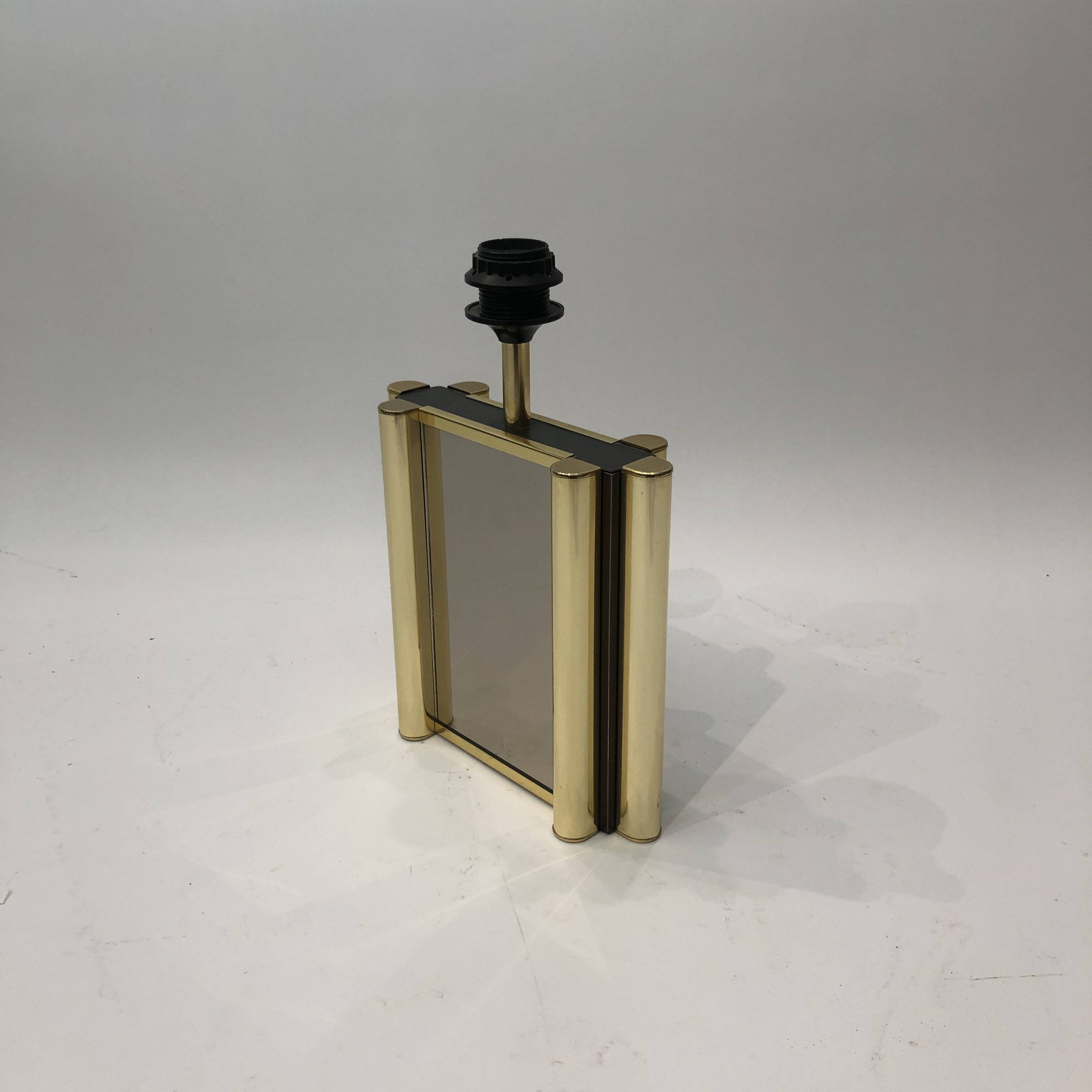 Lampe de table miroir en laiton années 1970 Vintage Hollywood Regency