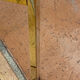 Gold metal and smoked glass console table.
