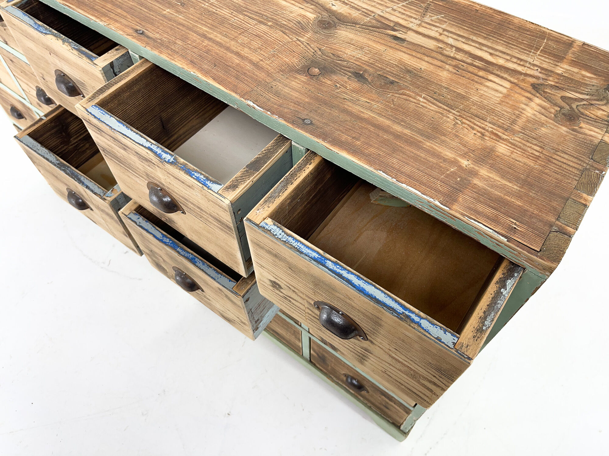 Vintage industrial wooden cabinet with original handels, 1930's