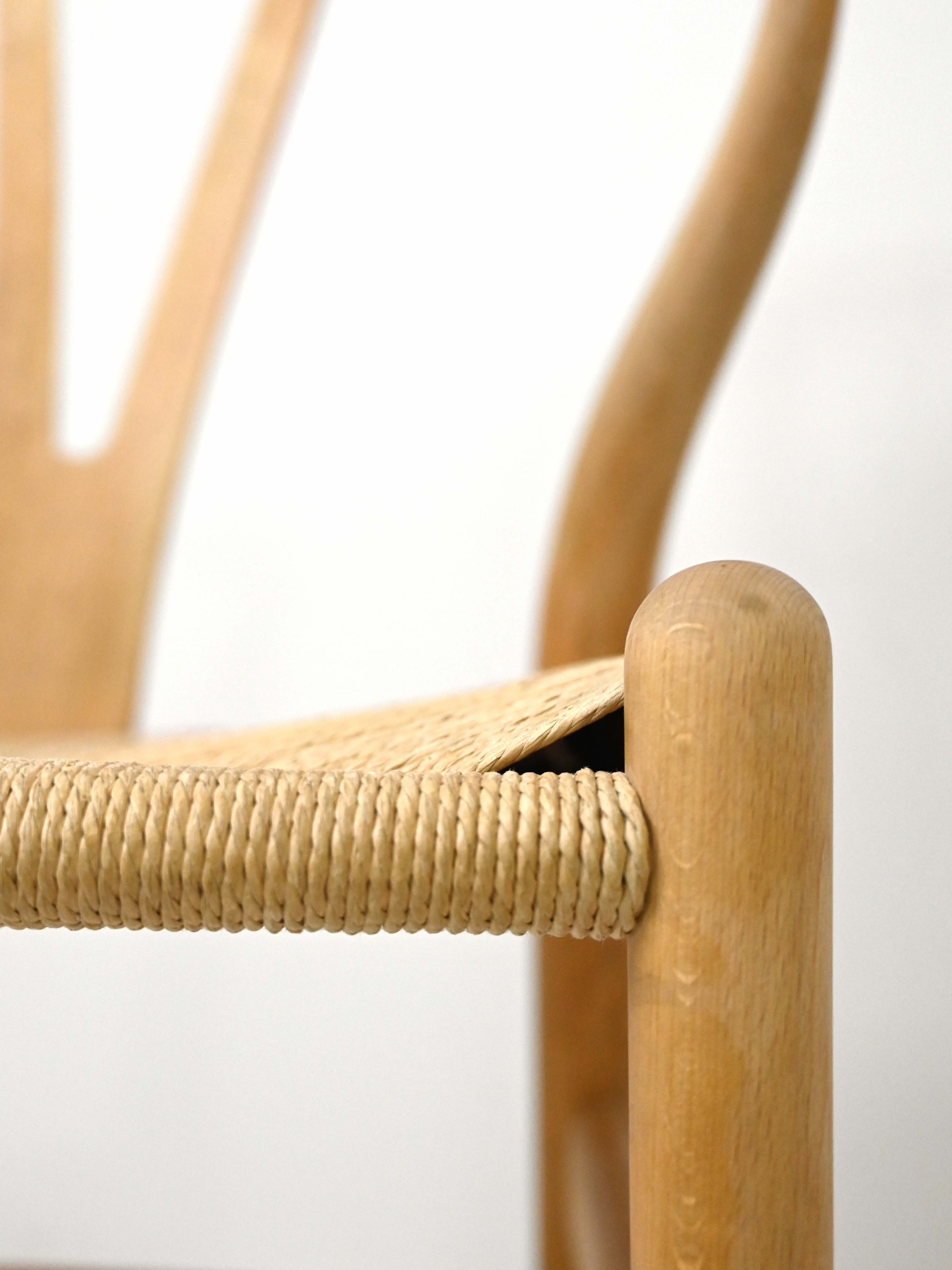 Set of six 'Wishbone chair' model chairs by Hans J. Wegner with leather cushions
