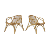 Pair of Alan Fuchs rattan lounge chairs, Czechoslovakia, 1960s