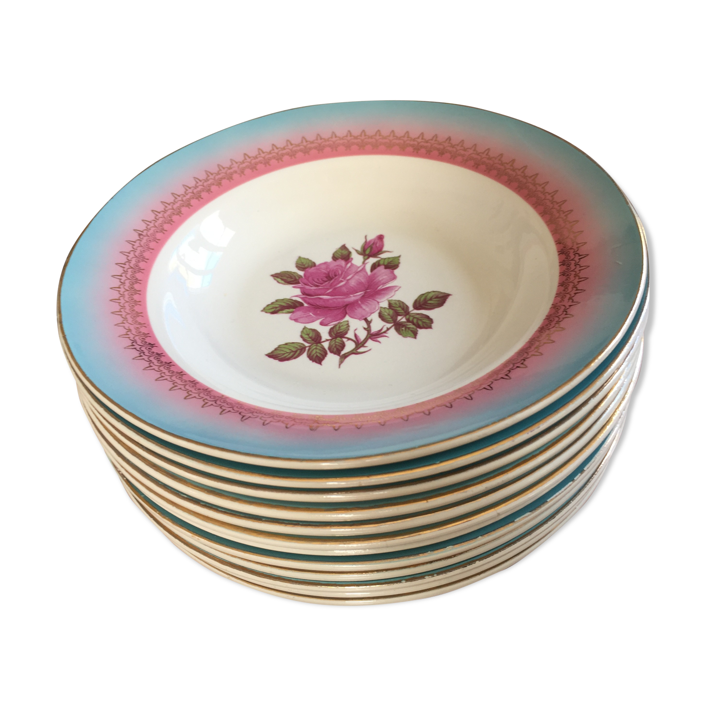 Lot hollow plates Digoin Sarreguemines model Pelleas