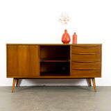 Midcentury Walnut Sideboard with sliding doors and drawers, 1950s