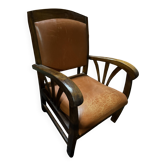 Fauteuil bridge Art Déco à accotoirs éventail - années 1930