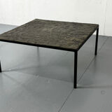 Mid Century minimalistic modernist slate and steel coffee table, 1950s