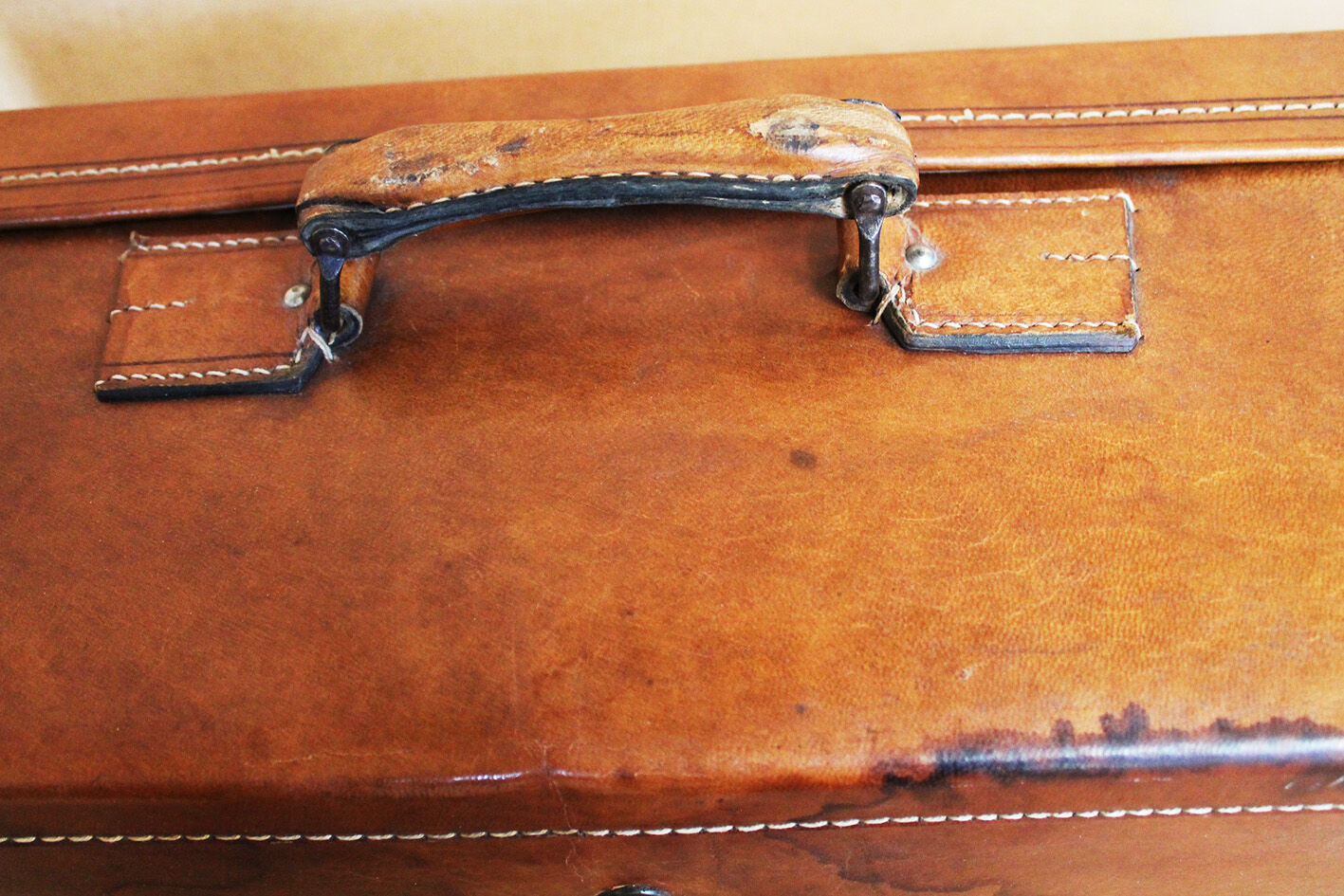 Antique XXL leather suitcase