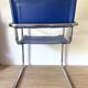 Office chair in blue imitation leather and chrome metal, Matteo Grassi style