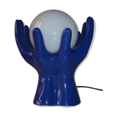 Lampe mains vintage en céramique et opaline