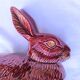 Ceramic terrine model rabbit dark red vintage