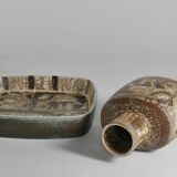 Scandinavian Modern Plate and Vase, ceramic, "Baca", Fajance, by Nils Thorsson f