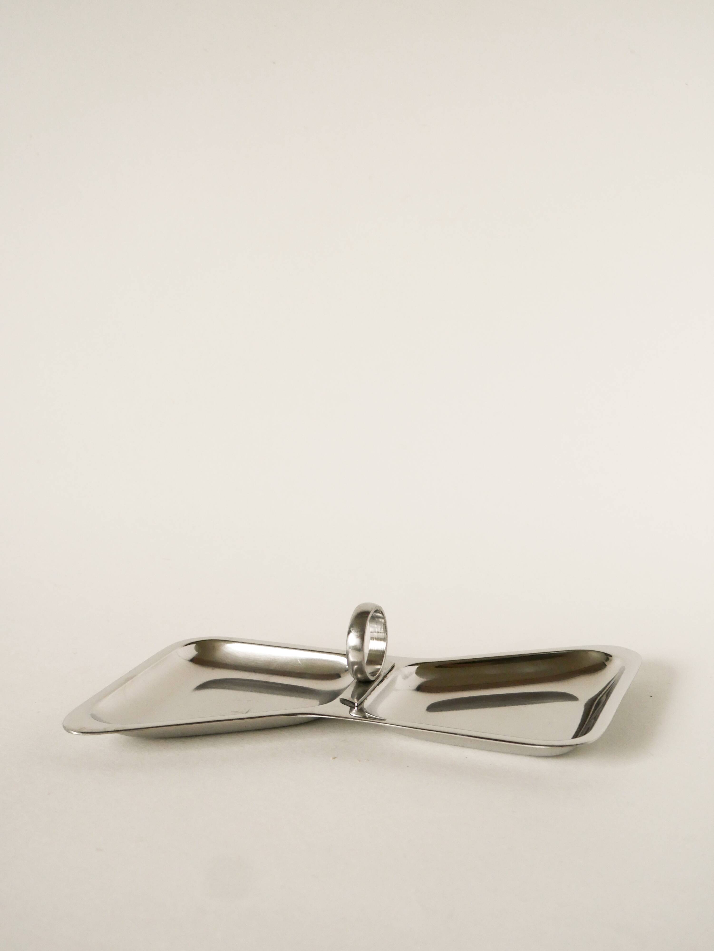 Plat Ovale Inox Vintage Années 70 – Fabriqué En France 40x27cm