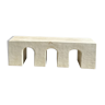 Bench in solid monoxyl wood, carved base in 3 arches - White color