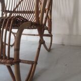 Vintage Dutch rattan armchair with armrest, 1960s