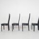 Antonio Sibau black leather dining room chairs, Italy 1980's