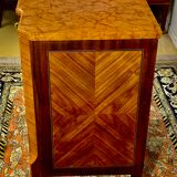 Transition style chest of drawers in rosewood and violet wood, ebony and gilded bronzes