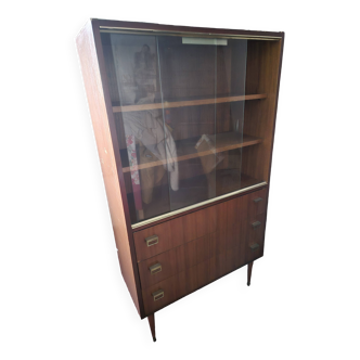Meuble rangement bibliotheque vitrine avec 2 porte en verre vintage