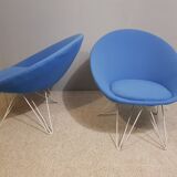 Paire de fauteuils bas bleus italien 1950