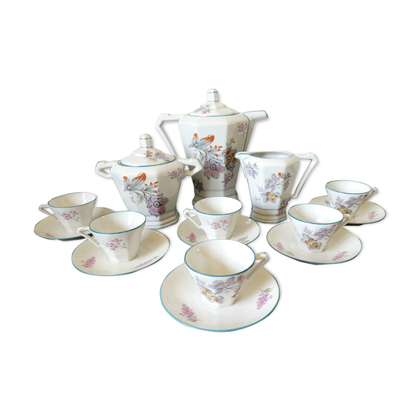 Drb Limoges porcelain art deco coffee service