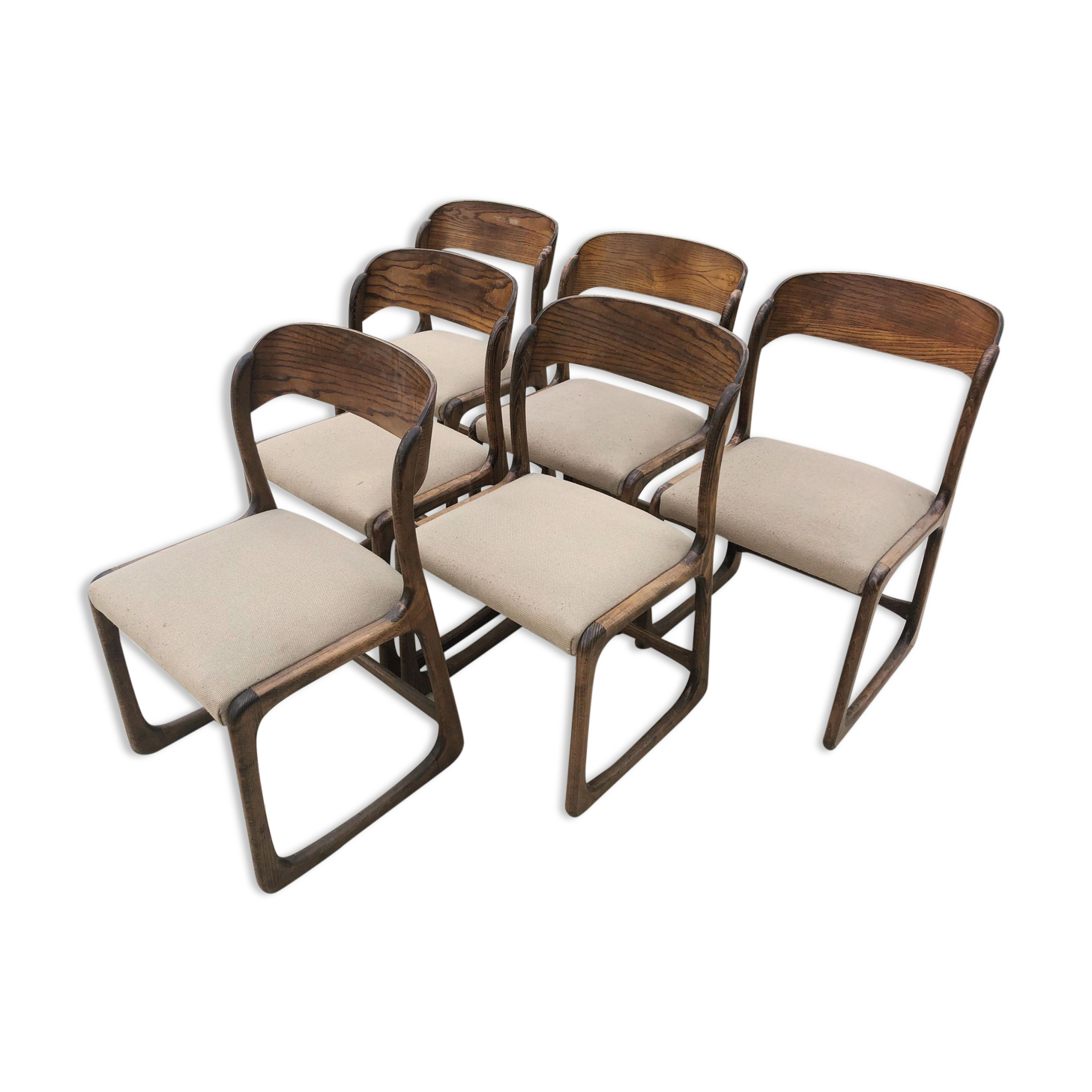 Lot of 6 chairs Baumann Sleigh