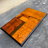 70s elm burl coffee table