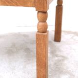 Neo Basque style armchair by Benjamin GOMEZ in solid oak and leather, 1940