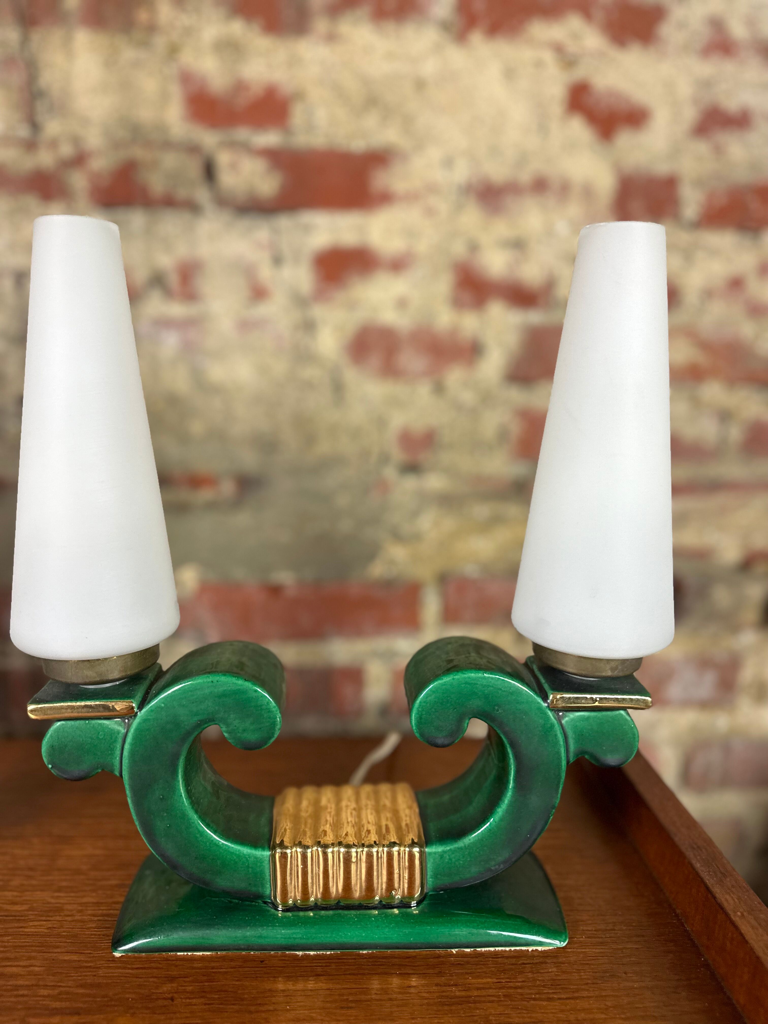Lamps Art Deco period in ceramic Saint Clement