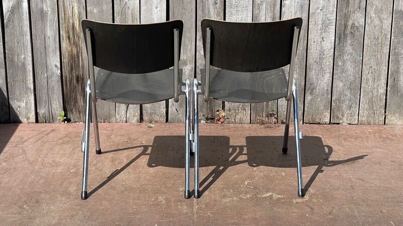 Black'n Chrome Galvanitas chairs – Black Pagholz – Chromed frame – Vintage design (50 in stock)