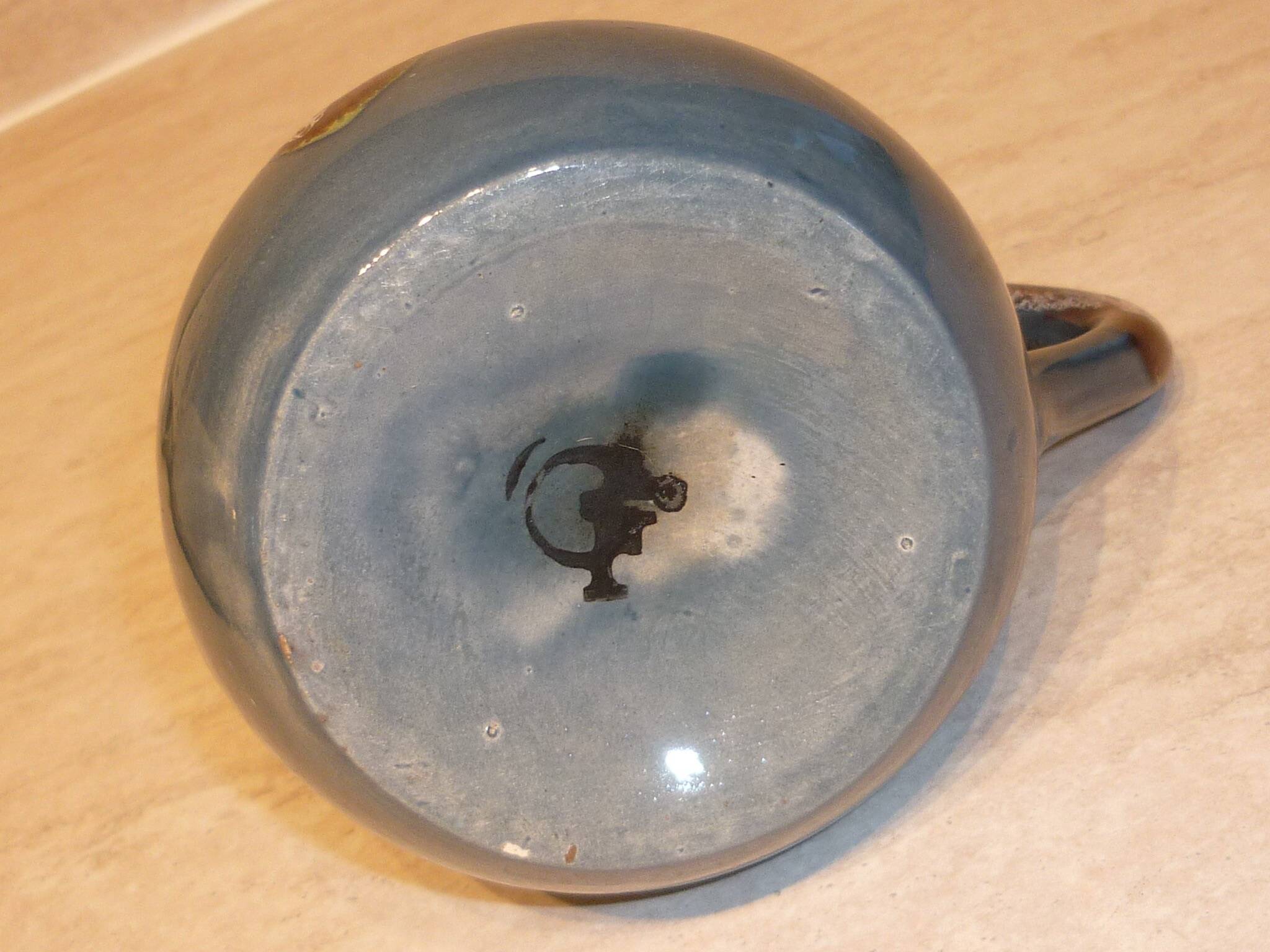 Fat Lava ceramic blue wine and water pitcher