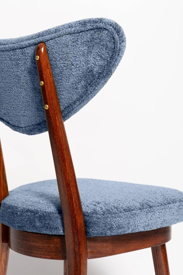 Chaise vintage cœur en velours bleu Mid Century, Europe, années 1960