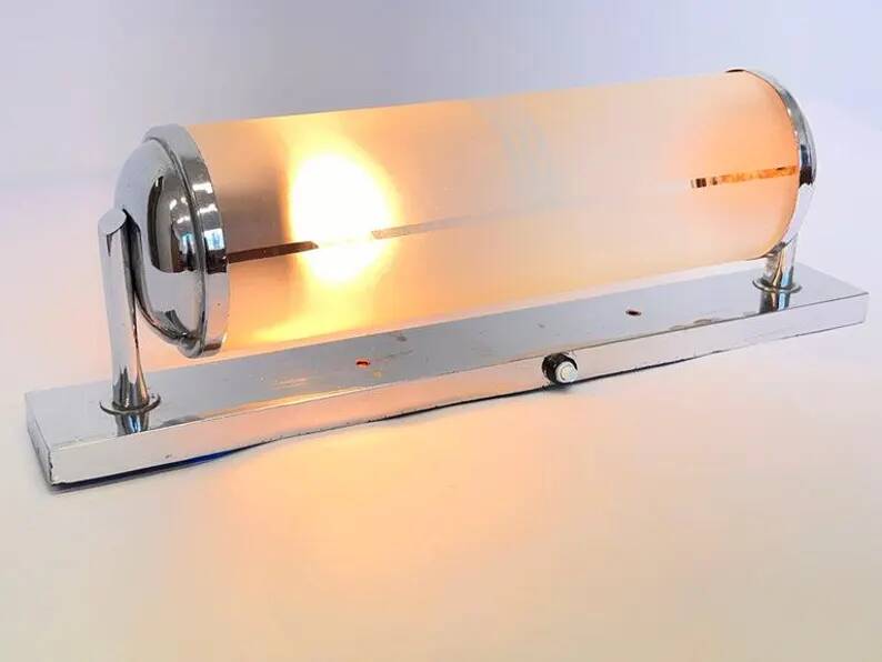 Chrome Bauhaus flush mount/ceiling light or Wall Lamp, 1940s - Czechoslovakia