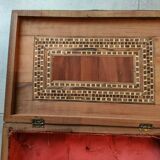 Branded wooden box, mother-of-pearl inlay, Syrian