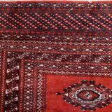 Handmade vintage Uzbek Bukhara rug 91cm x 155cm, 1950s