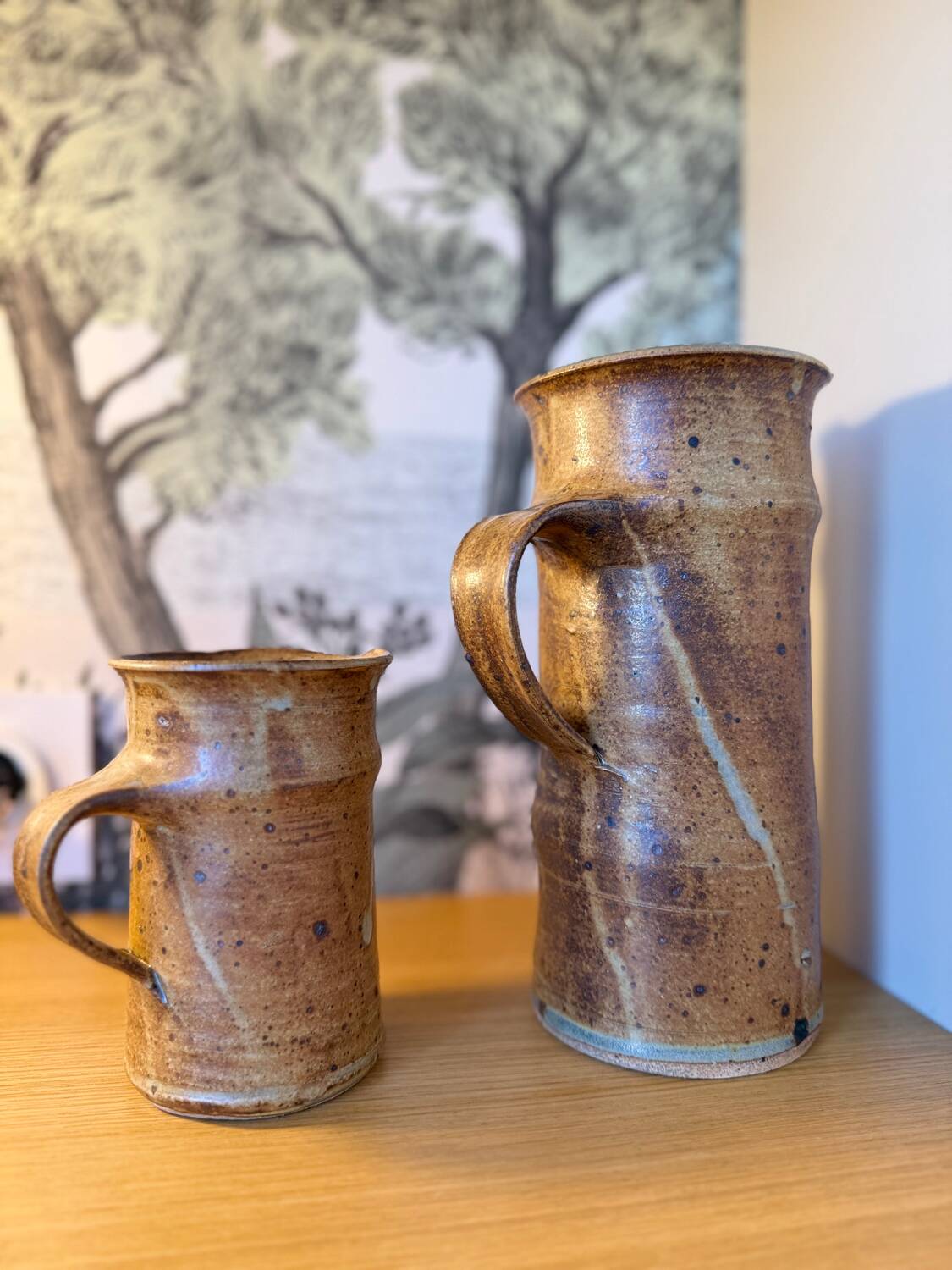 Set of 2 stoneware pitchers