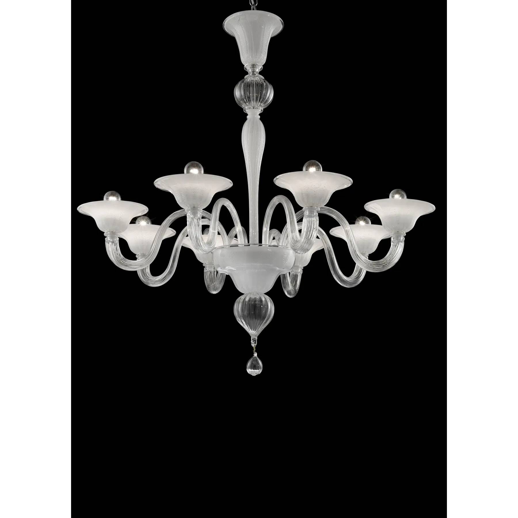 Contemporary Linear Transparent and White With Silver-Leaf Murano Glass Cha