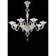 Contemporary Linear Transparent and White With Silver-Leaf Murano Glass Cha
