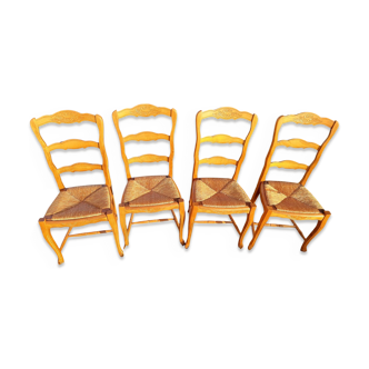 Lot de 4 chaises paillées