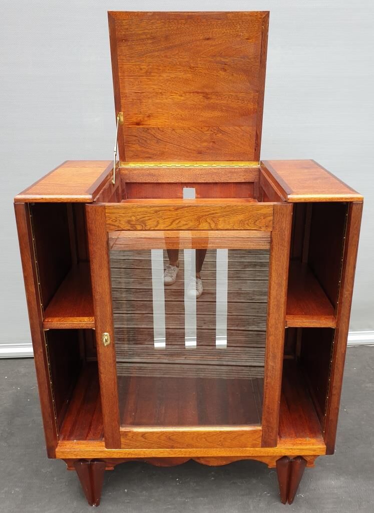 Meuble musique teck art déco pour vinyles
