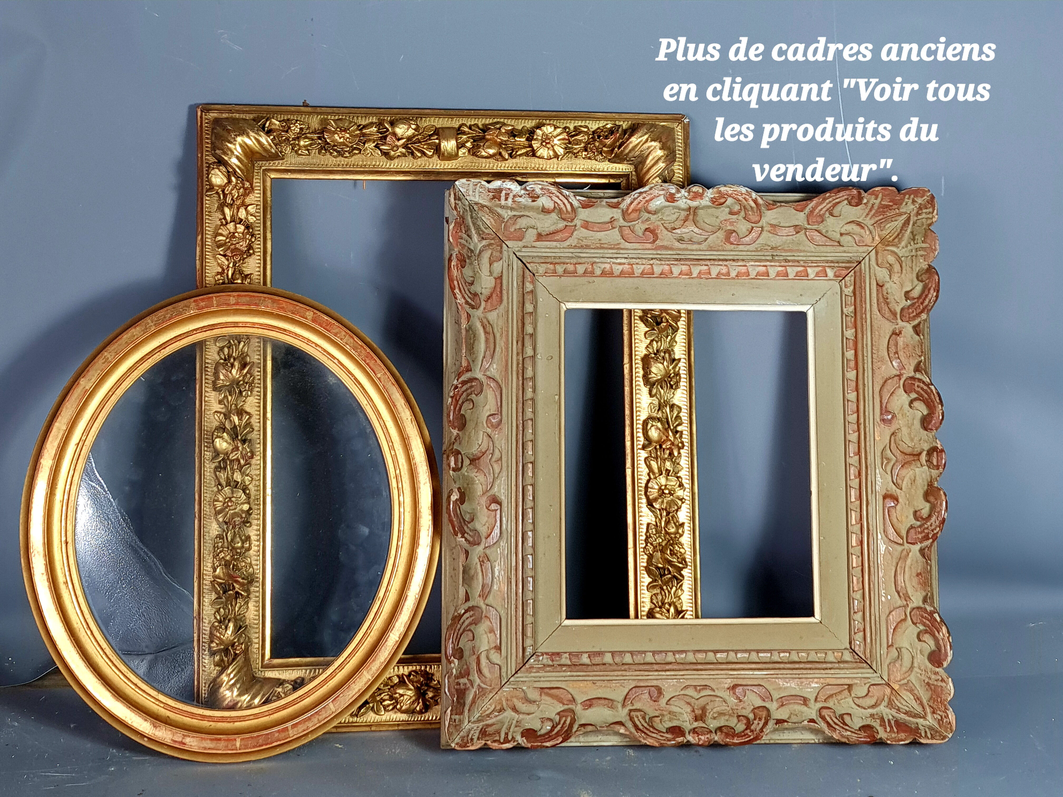 Old oval frame gilded stucco wood