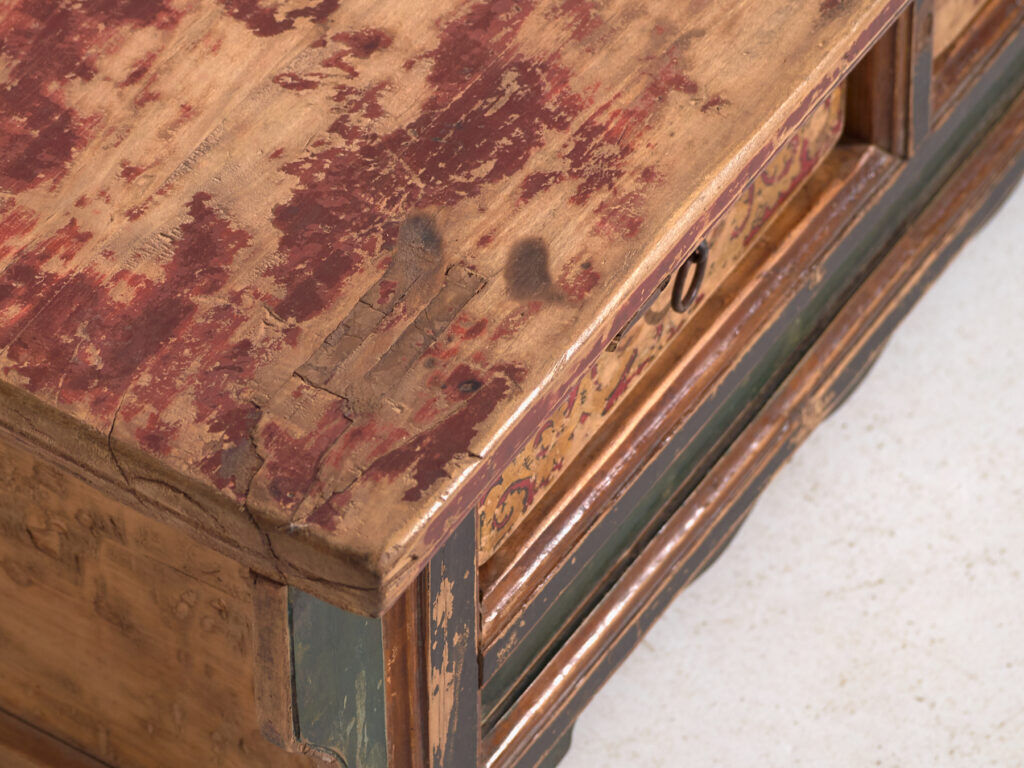 Polychrome Shanxi table with two drawers – China, circa 1930