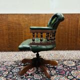 Classic English Green Chesterfield Captain Chair