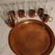 Service à liqueur ou alcools ou thé en verre et cuivre