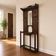 Vintage wooden coat rack with mirror.