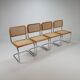 Set of 4 Tubular Frame and Cane Cantilever dining chairs, Italy, 1970s