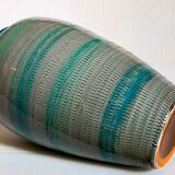 Ceramic vase scarified with gray-blue enamel