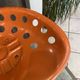Orange tractor stool, pivoting adjustable mower, Fermigier Mirima 70.